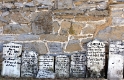  The back (west) side of Hoke's Meeting house. Someone had painted the names on the old gravestones.